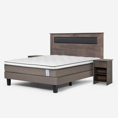 Imagen 2 del producto Cama Europea Rosen 2 Plazas New Style 6 + Respaldo Ferrera Gris + 2 Veladores