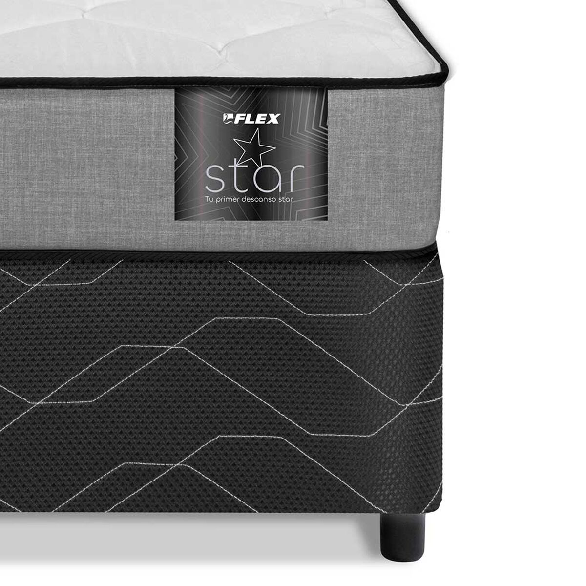 Cama Americana Flex 2 Plazas Star + Respaldo + 2 Veladores Asturias