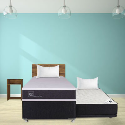 Imagen 1 del producto Combo Diván CIC 1,5 Plazas Ortopedic Black + Set Maderas Casanova + Pack de Almohadas Celta Imperial Soft