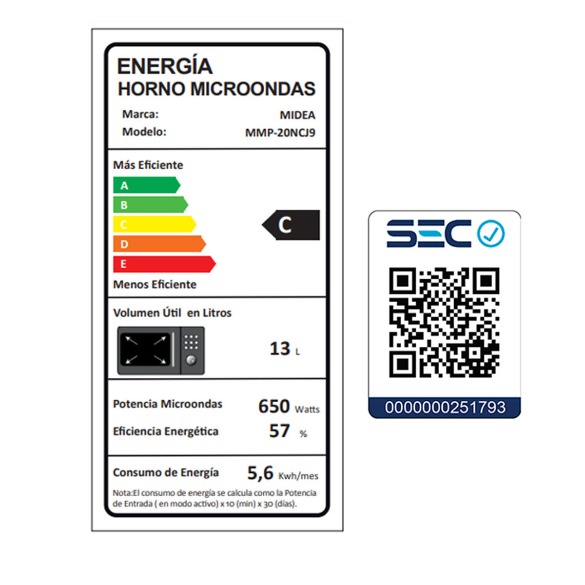 Microondas Midea MMP-20NCJ9 20 lts.