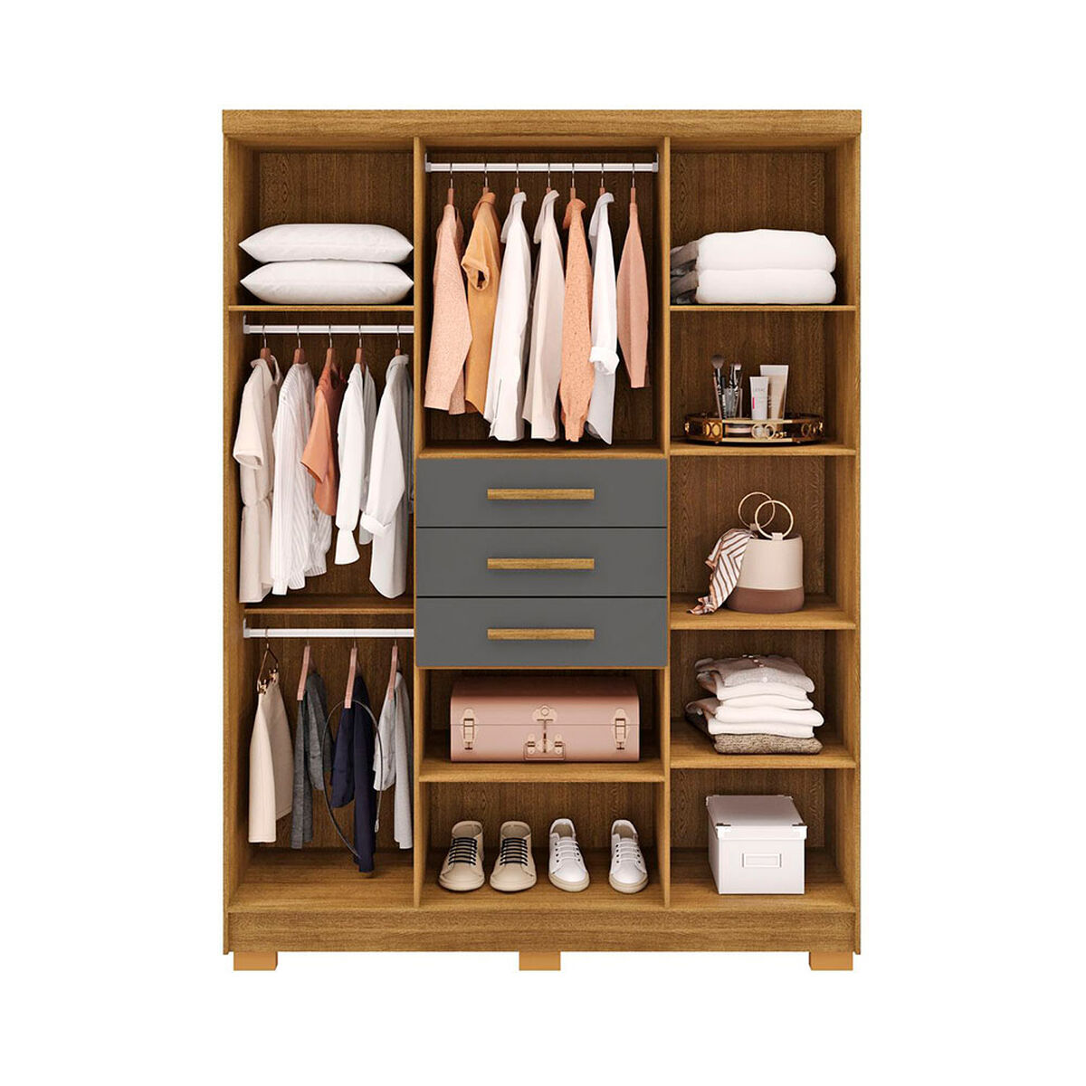Closet Vekkahome Taurus 6 Puertas 3 Cajones Gris