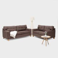 Juego de Living Almore Niza Tela Sofá 3 Cuerpos + Sofá 2 Cuerpos Gris