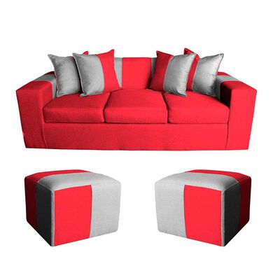 Sofa + 2 Pouff A&M Home Benjamin Burdeo Gris