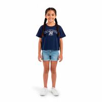 Polera Manga Corta Niña Mila Azul, Ecru