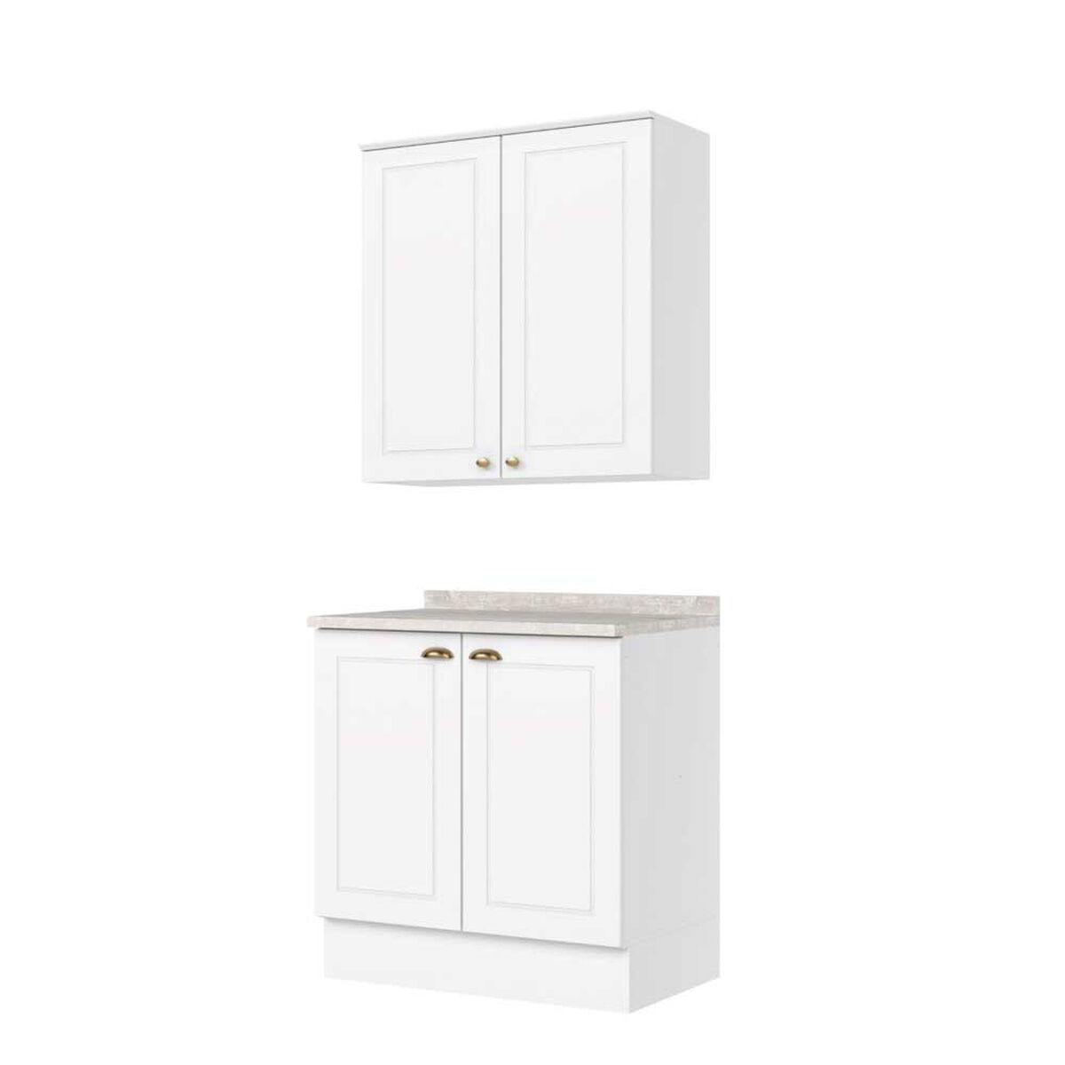 Combo Cocina Mueble Aéreo + Base Home Mobili Americana 80 cm Blanco