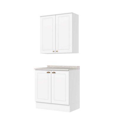 Combo Cocina Mueble Aéreo + Base Home Mobili Americana 80 cm Blanco
