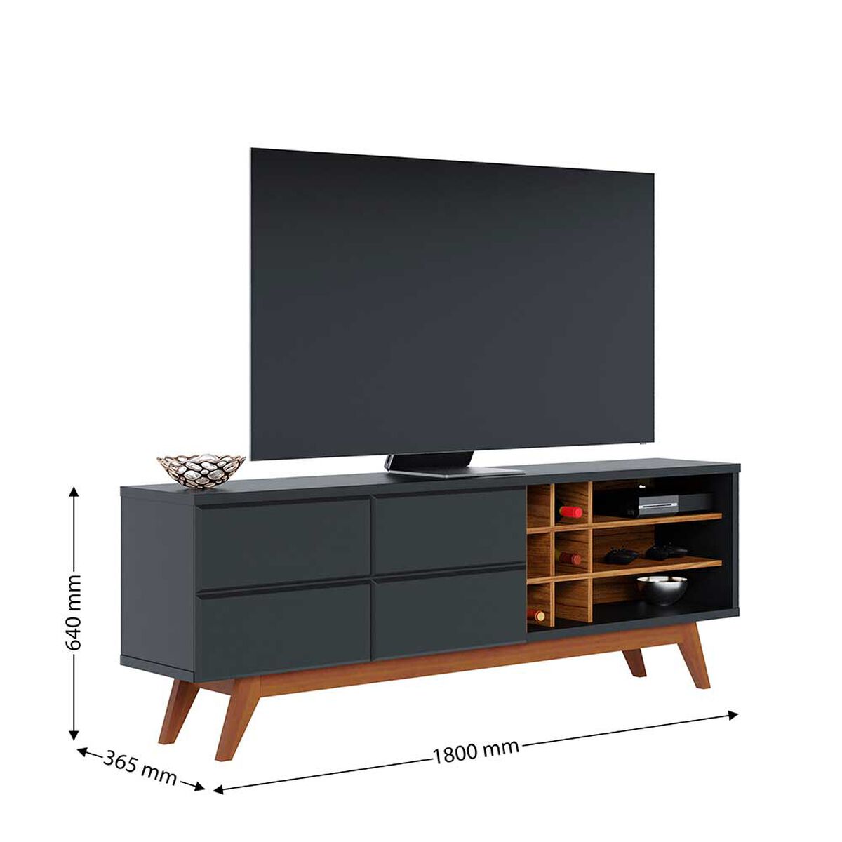 Rack Di Poretti Noronha 75" Negro