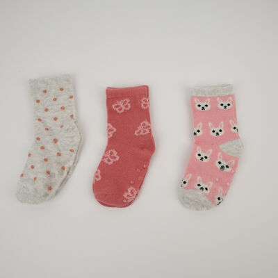 Imagen 2 del producto Pack 3 Calcetin Largo Bebé Chess Crudo, Rosa