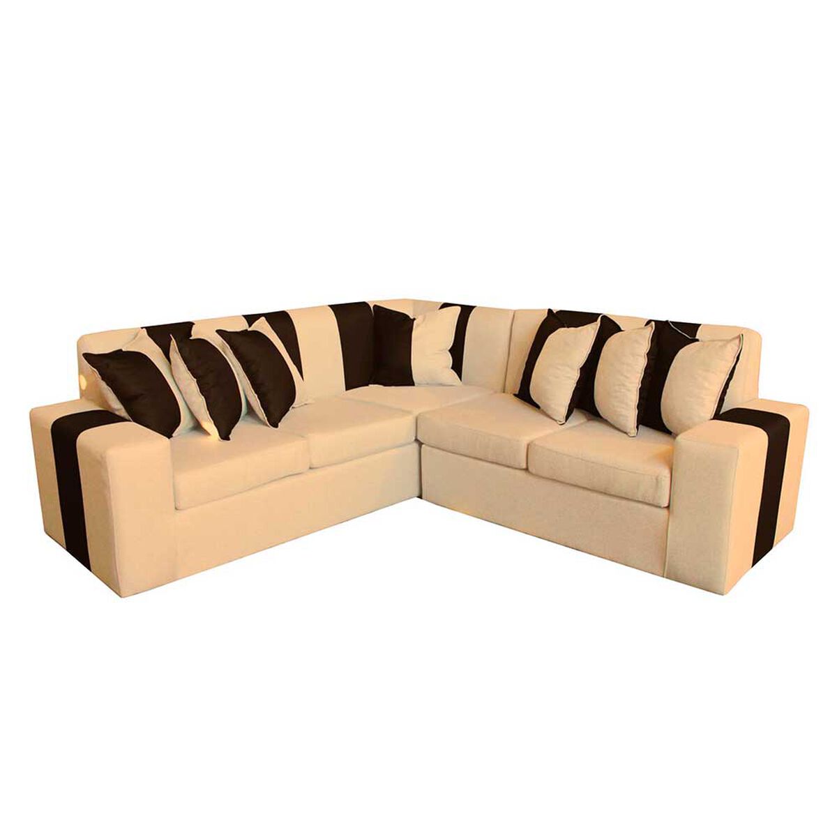 Sof&aacute; Secccional Muebles MYM Victor 4 Cuerpos Beige Caf&eacute;