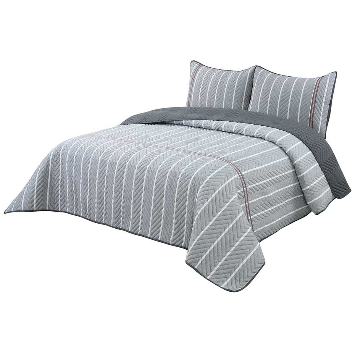 Quilt Bordado Vekka 2 Plazas Nako Gris