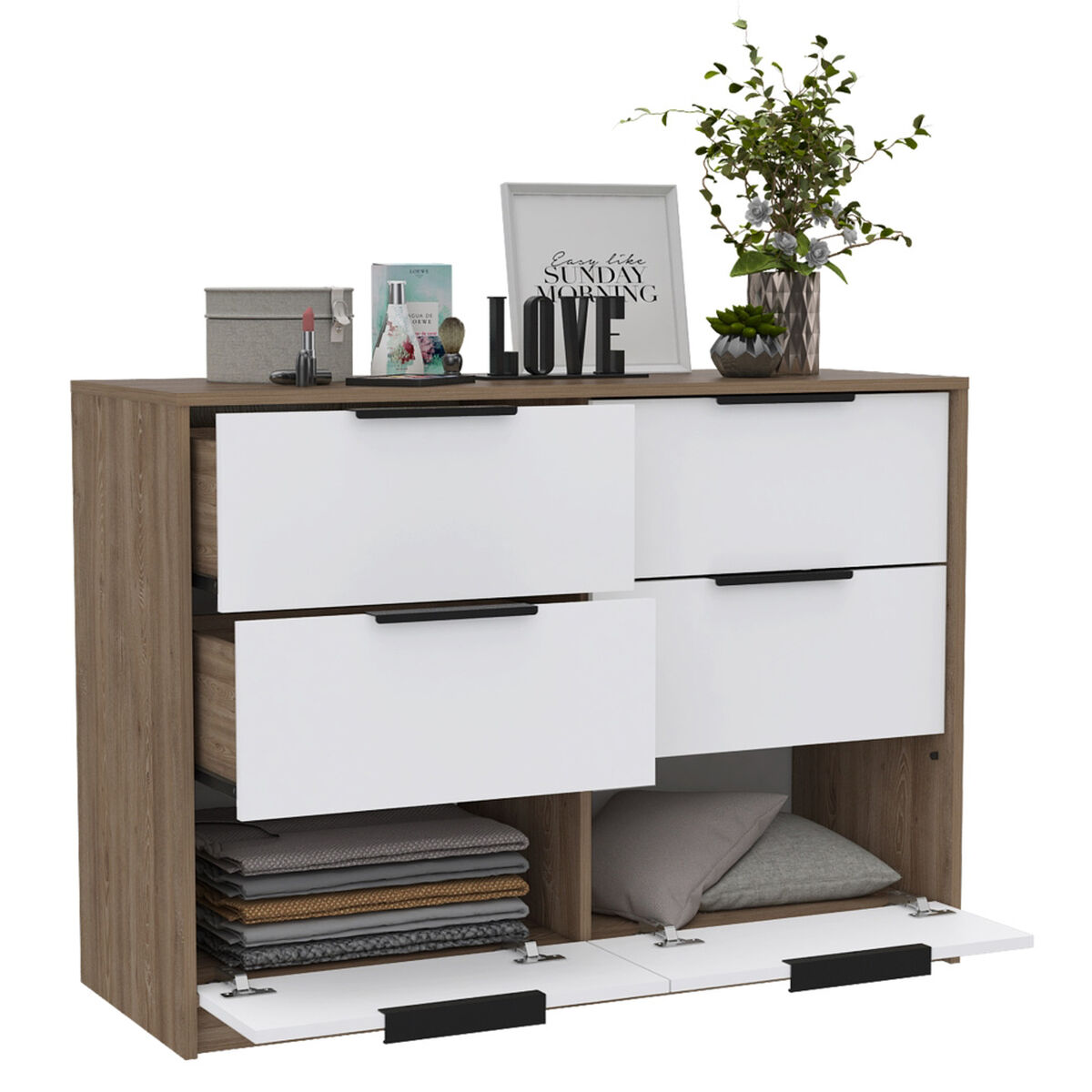 Cómoda TuHome Kaia 4 Cajones Miel/Blanco