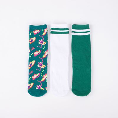 Imagen 1 del producto Pack 3 Calcetines Mujer Icono Verde