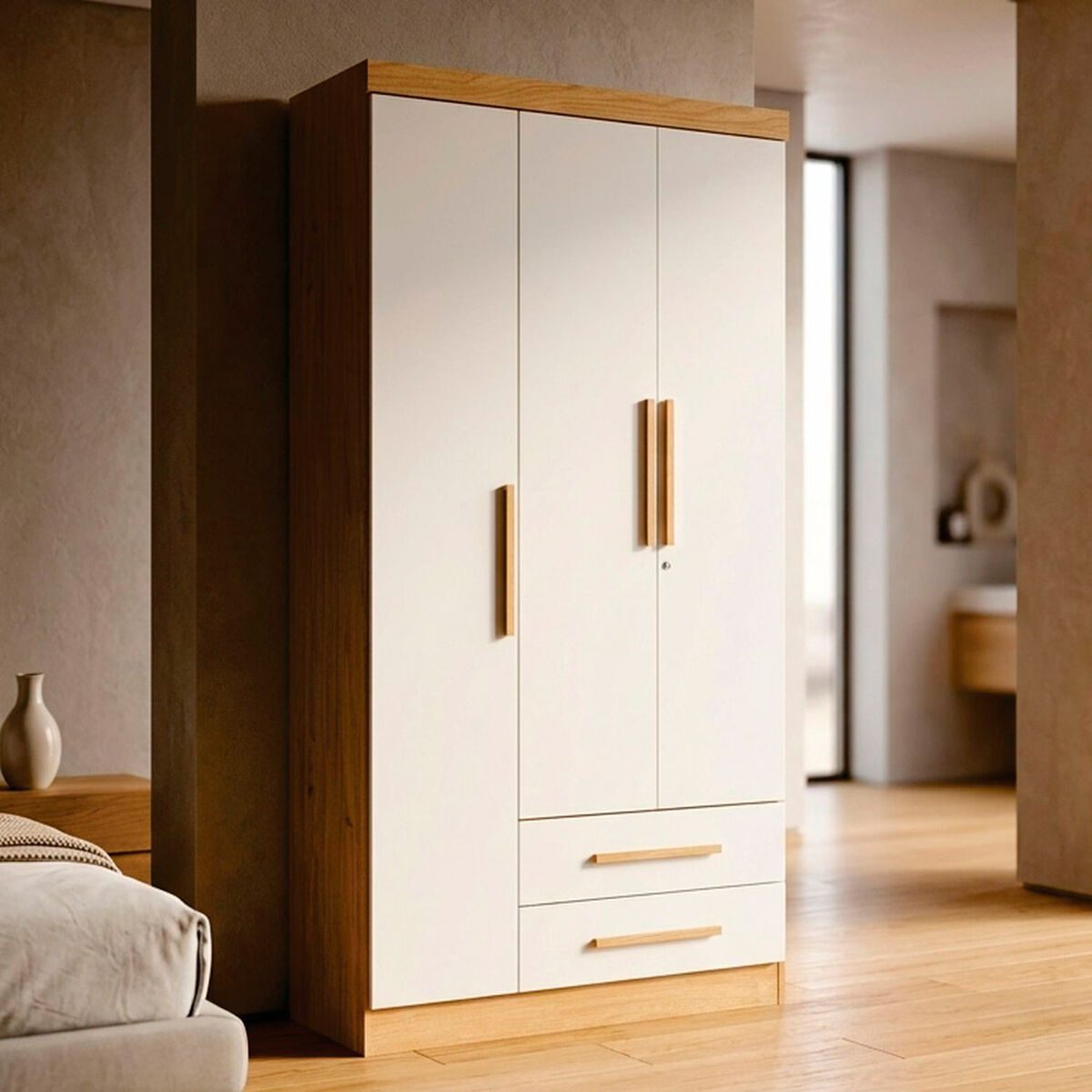 Closet Yardas Leticia 3 Puertas 2 Cajones Freij&oacute; Blanco