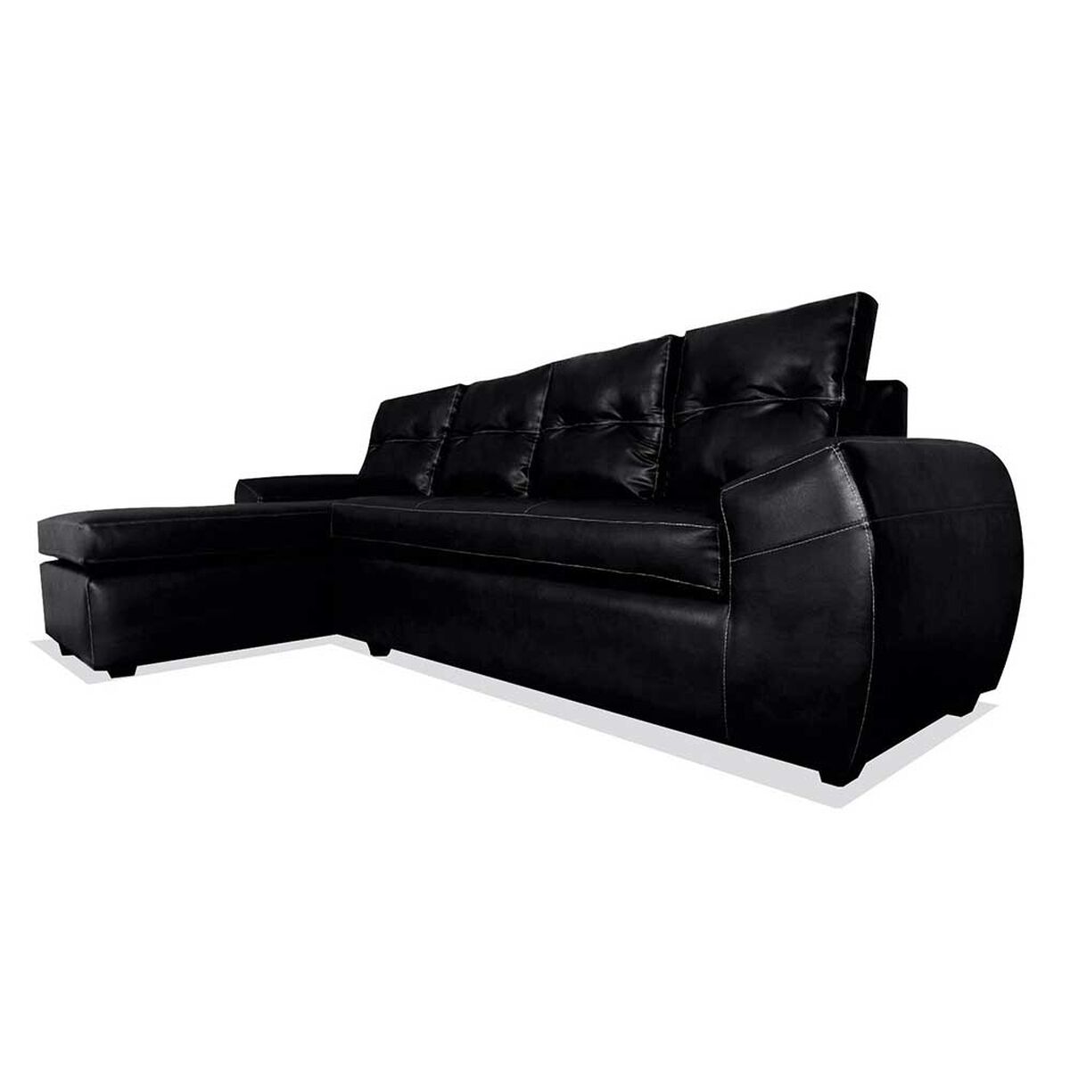 Seccional Izquierdo Elegant Houston Cheise PU 5 Cuerpos Negro