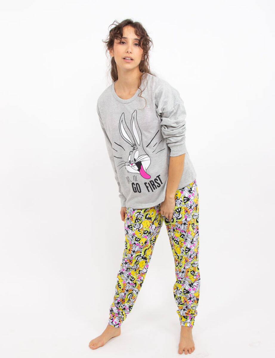 Pijama de Algodón Manga Larga Mujer Bugs Bunny Looney tunes