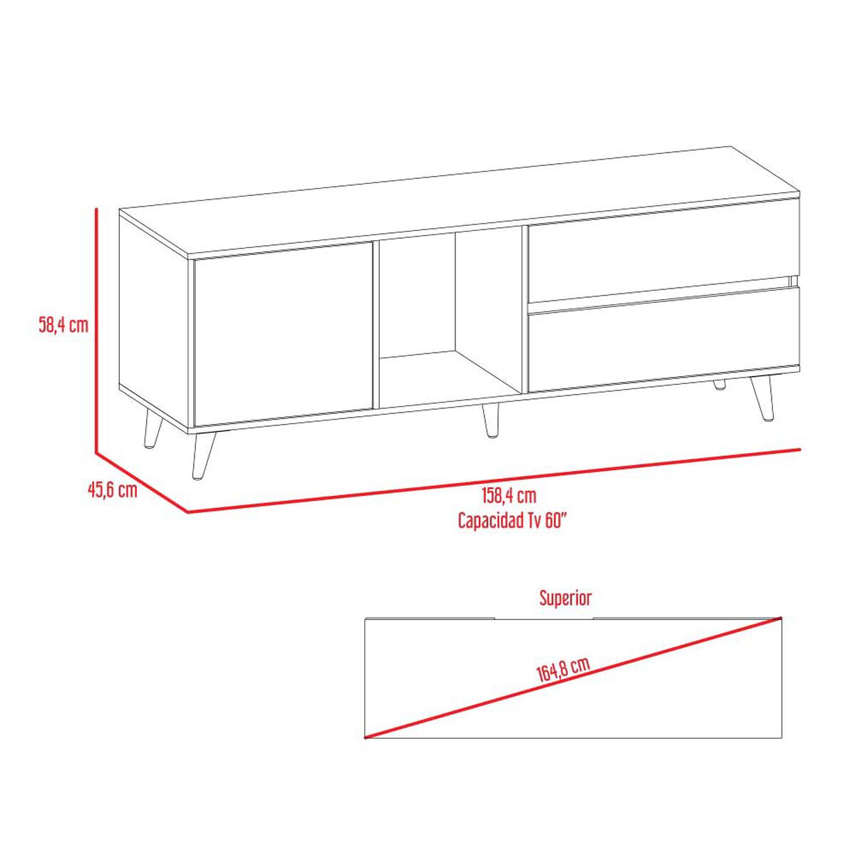 Rack Tuhome Acacia Hasta 60" Rovere-Blanco