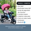 Triciclo Coche Cuna con Bluetooth 360 One Click RS-4090 Fucsia