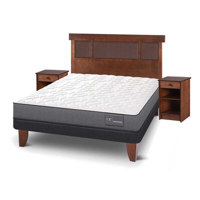 Imagen 2 del producto Cama Europea CIC 2 Plazas Anatomic + Respaldo + 2 Veladores New Dublin Caramelo