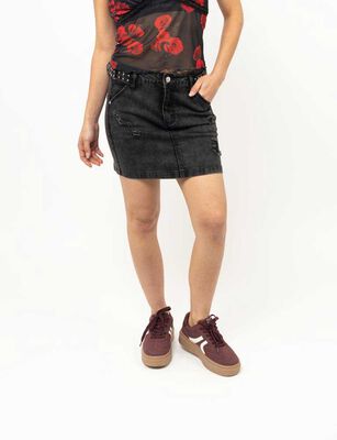 Imagen 1 del producto Falda Mini Denim Mujer Fiorucci Negro