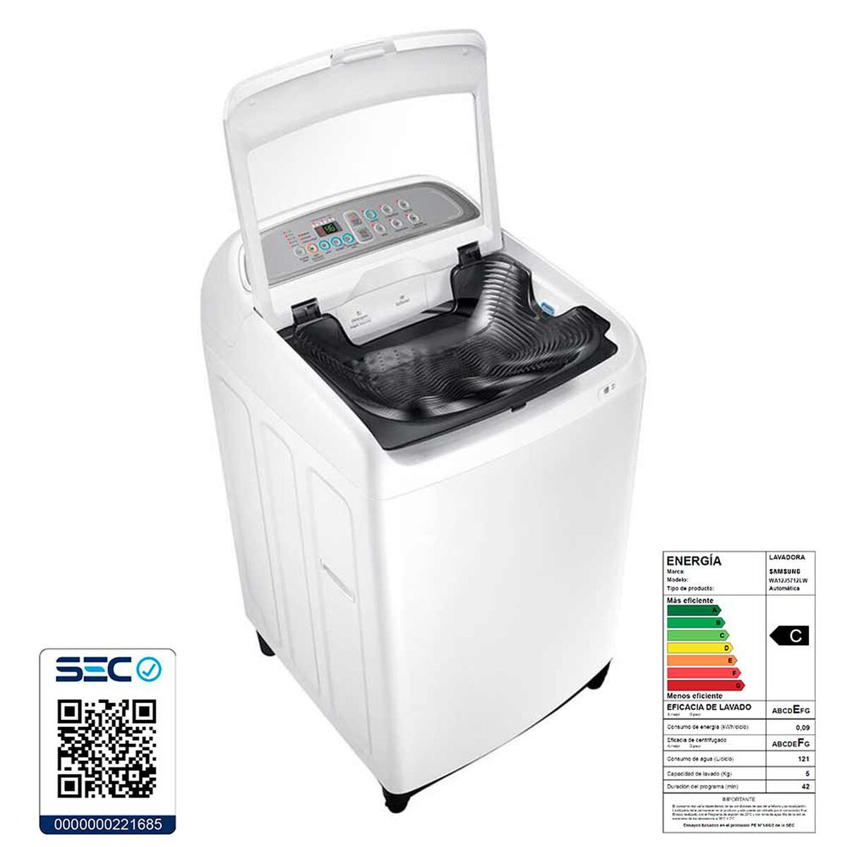 Lavadora Automática Samsung WA12J5712LW 12 kg