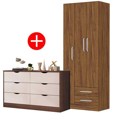 Imagen 1 del producto Combo Clóset Casanova 3 Puertas 2 Cajones + Cómoda Casanova Pisa 6 Cajones Nogal Off White