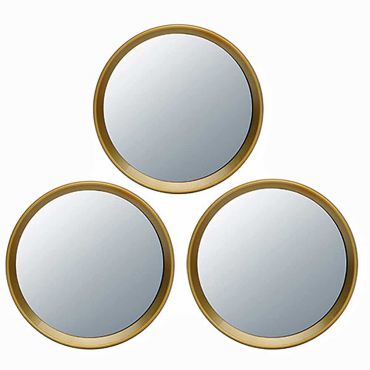 Set 3 Espejos Plástico Vgo para Colgar Circular 17,5 cm Dorado