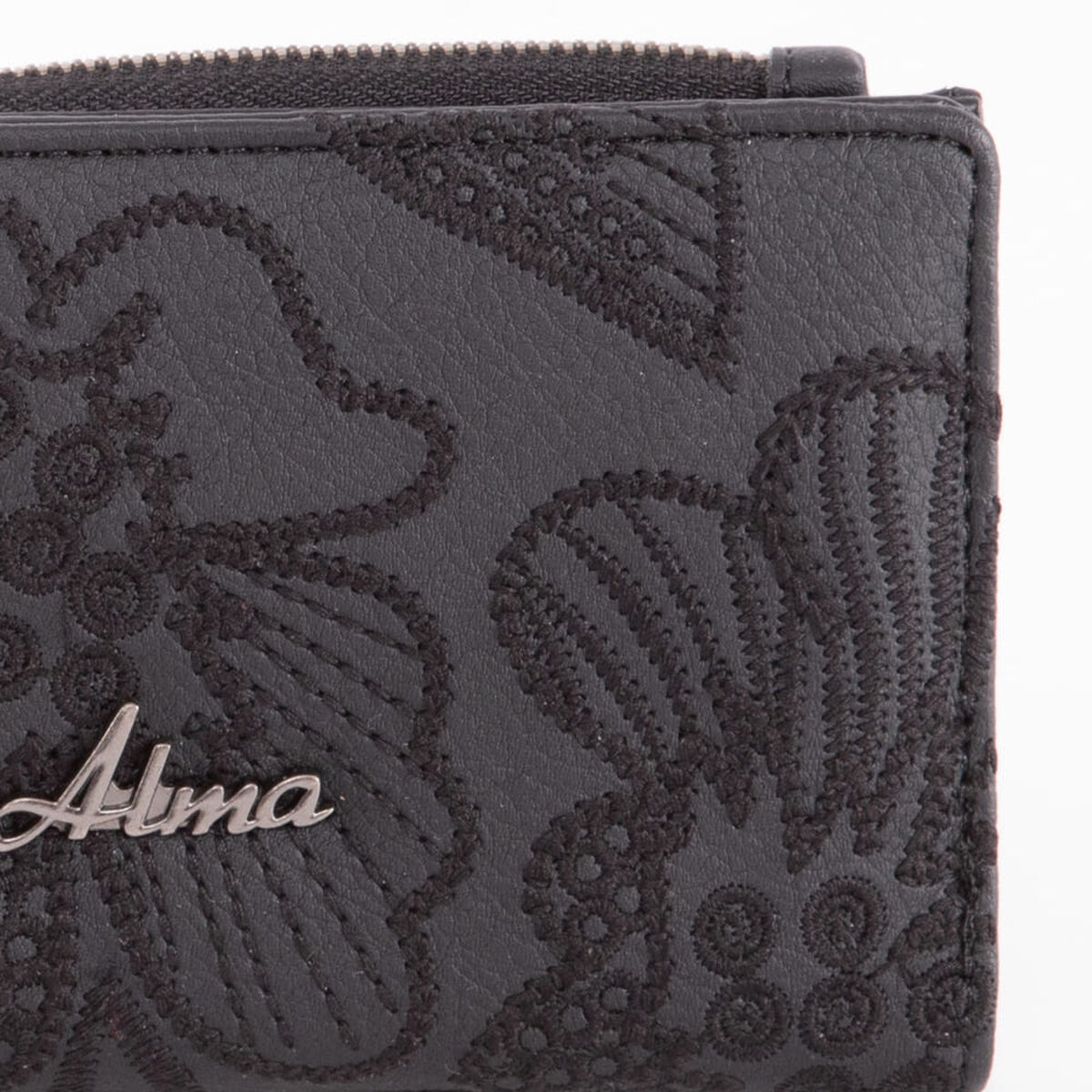 Billetera Boho Negra Eco Cuero Mujer Alma