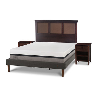 Imagen 2 del producto Cama Europea CIC Curve King Balance + Respaldo Caramelo +2 Veladores New Torino Chocolate