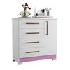 Cómoda Home Mobili Kira 4 Cajones 1 Puerta Blanco Rosa