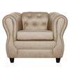 Juego de Living Ruzam Mobel Chesterfield Sofá 3 Cuerpos + Dos Sillones 1 Cuerpo PU Beige