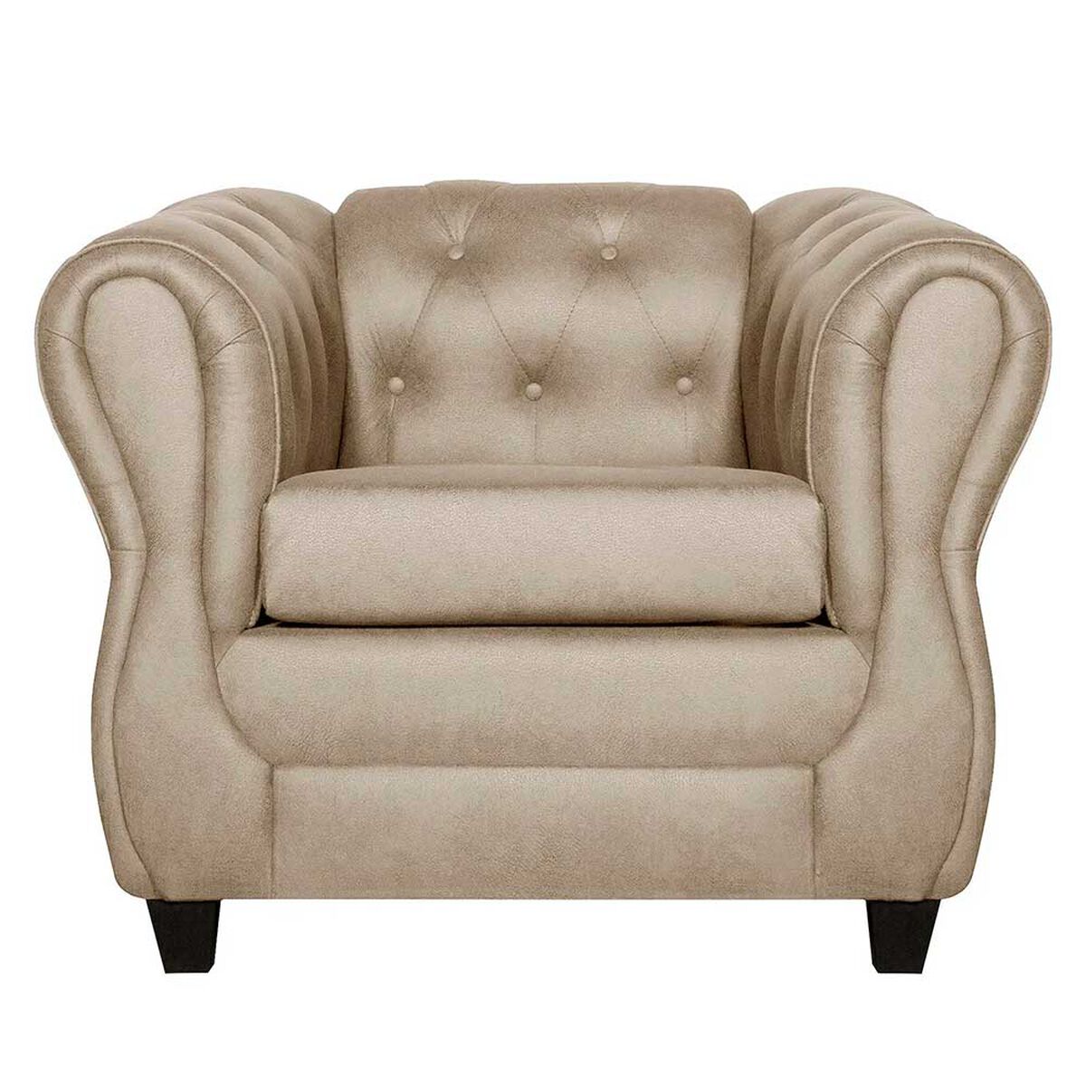 Juego de Living Ruzam Mobel Chesterfield Sofá 3 Cuerpos + Dos Sillones 1 Cuerpo PU Beige