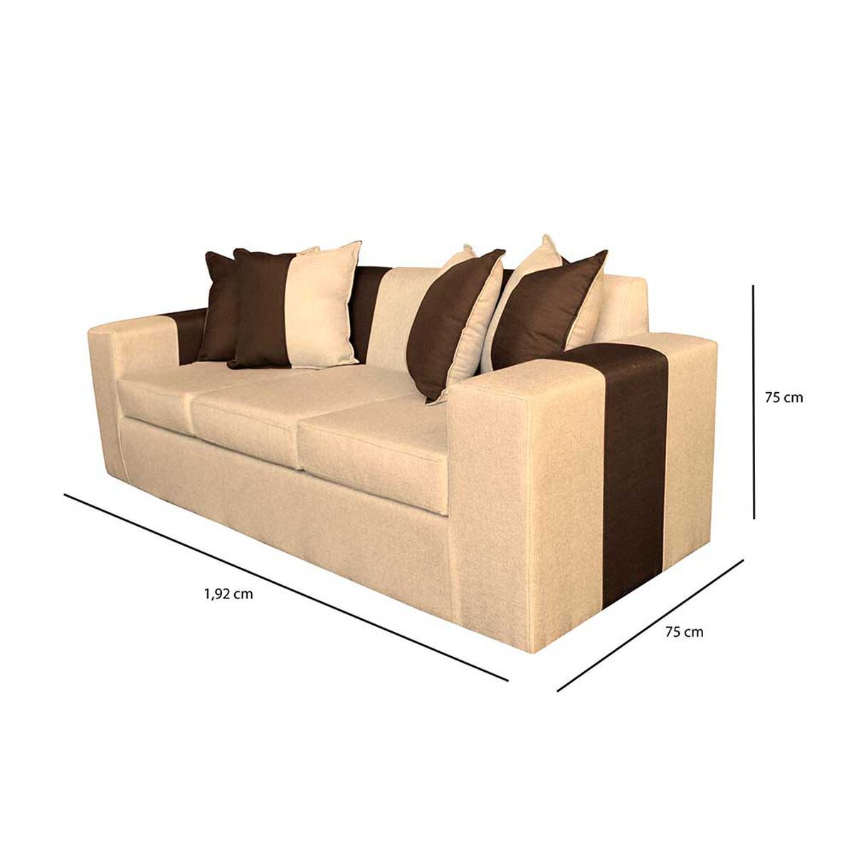 Sofa + 2 Pouff A&M Home Benjamin Beige Café
