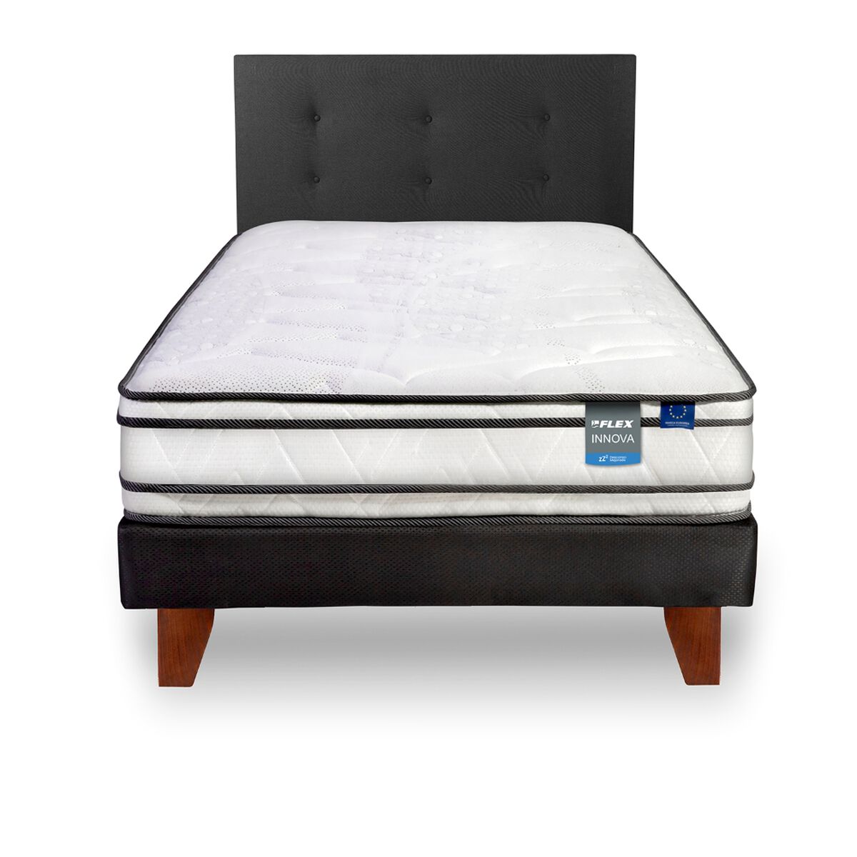 Cama Europea Flex 1,5 Plazas Innova + 1 Respaldo