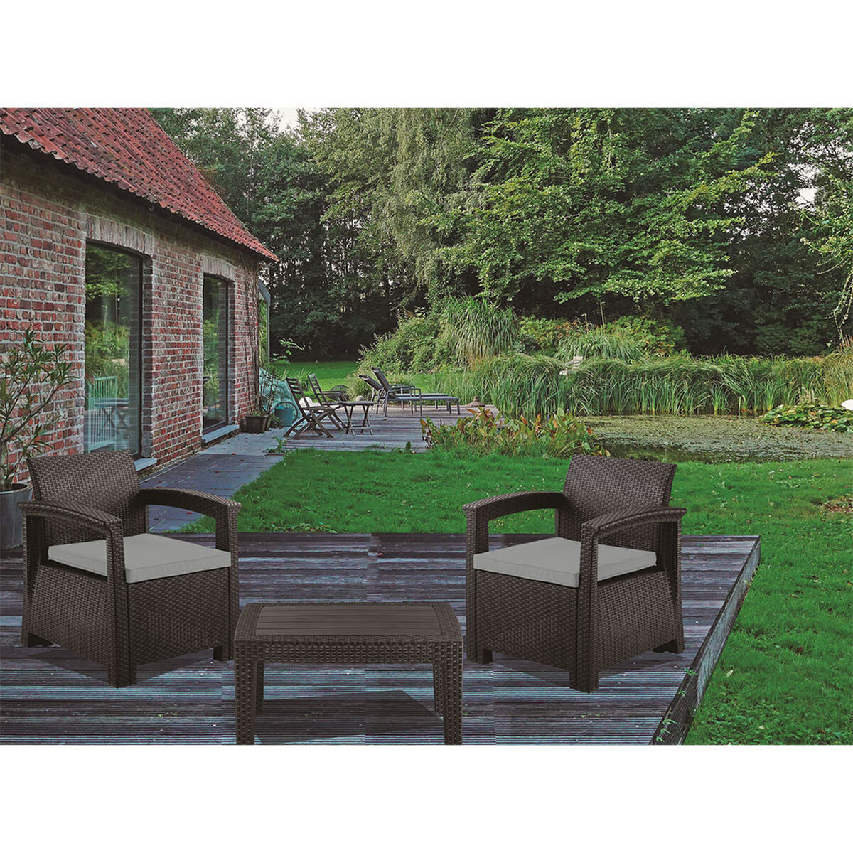 Juego de Living para Terraza Northwest Ibiza Sofá 3 Cuerpos + Dos Sillones 1 Cuerpo