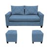 Juego de Living Living Factory Imperio Sofá 2 Cuerpos + Dos Pouf 1 Cuerpo Azul