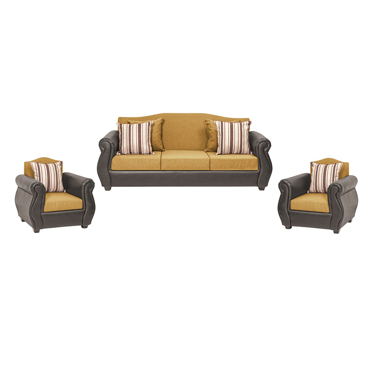 Juego de Living Innovamuebles Azucena Sofá 3 Cuerpos + Dos Sillones 1 Cuerpo Oro 