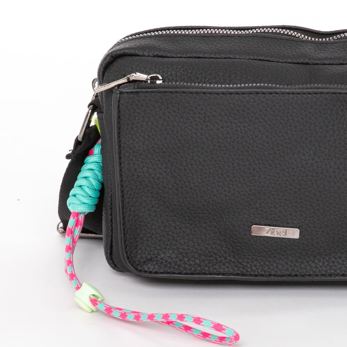 Cartera Cross Bag Mujer Negro Eco Cuero Zibel