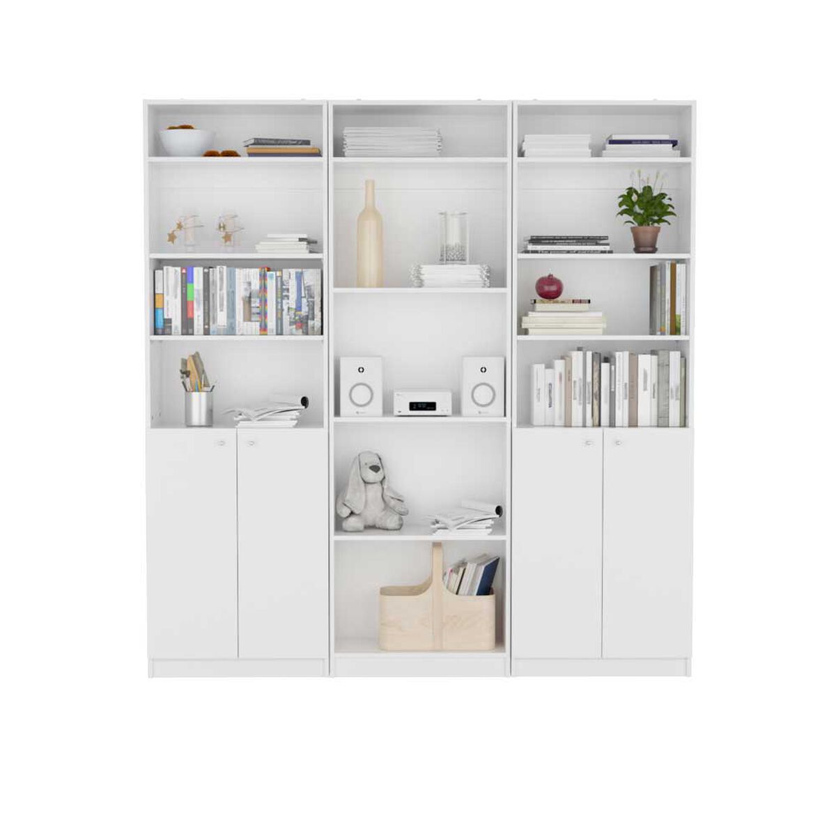 2 Estantes 2 Puertas + Estante 4 Repisas + 3 Complementos TuHome Home Blanco