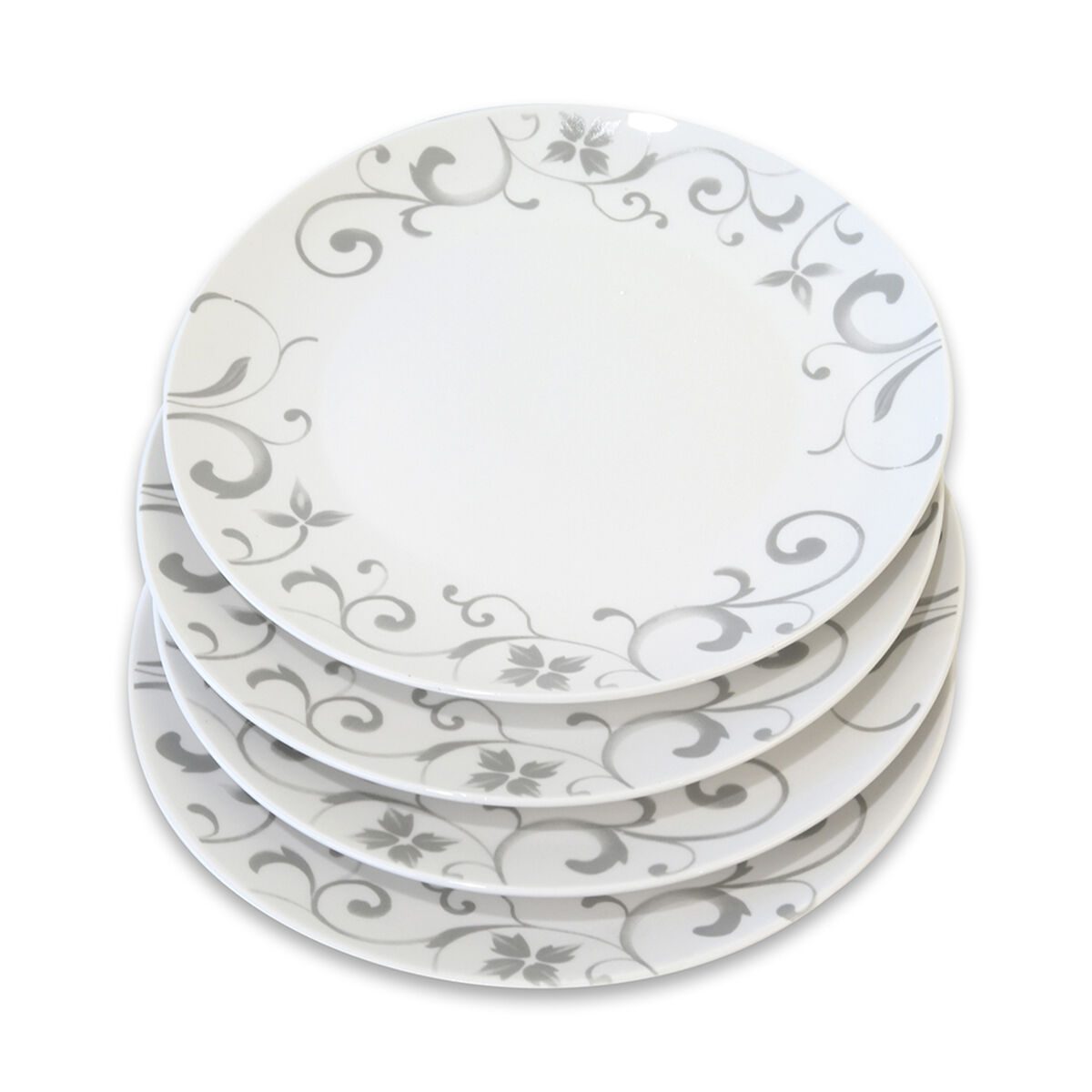 Set Platos Base Doral Flor 4 Piezas Gris