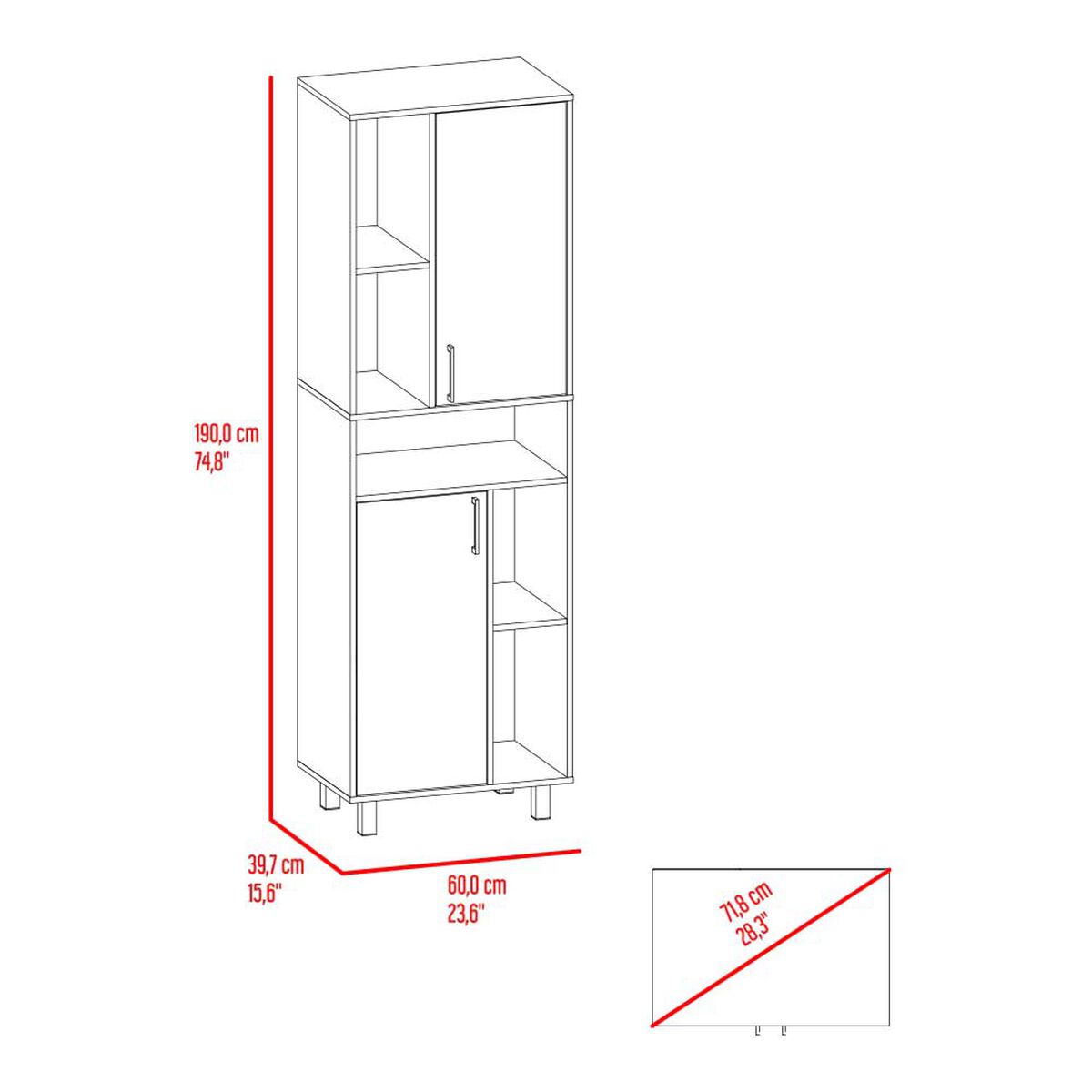 Despensa Tuhome Bryce 2 Puertas Fresno Europeo-Blanco Mqz