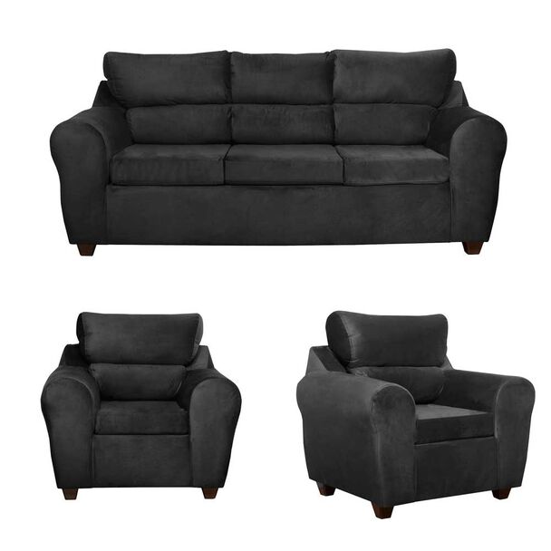 Juego de Living Mexx Muebles Dubai 5 Cuerpos Negro