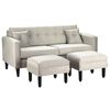 Juego de Living Bodevir New Retro Felpa 00 Sofá 3 Cuerpos + Dos Pouf 1 Cuerpo Gris 