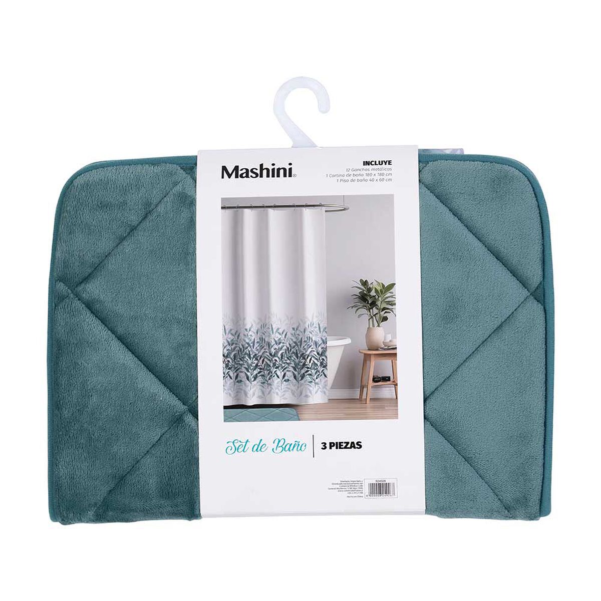 Set Cortina de Baño 3 Piezas Mashini Teresa Multicolor
