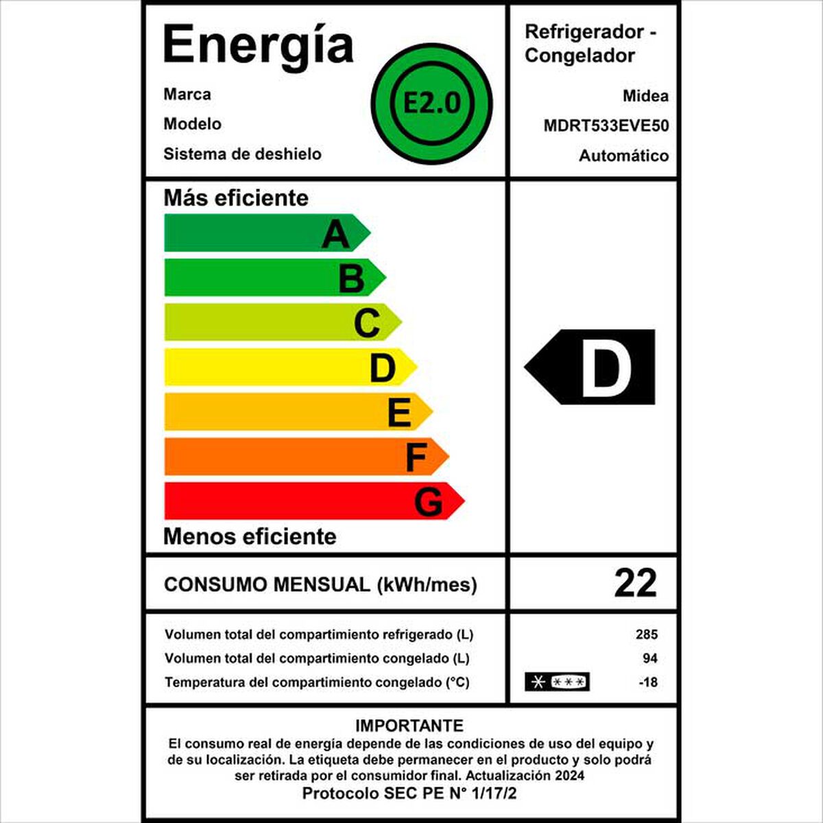 Refrigerador No Frost Top Mount Midea 379 L MDRT533EVE50
