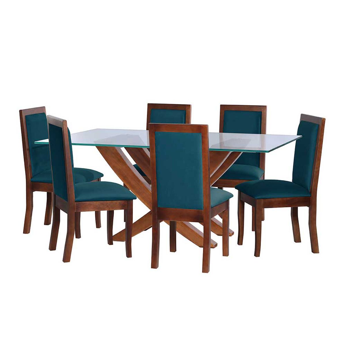 Juego de Comedor Latam Home Alicante 6 Sillas Azul Petr&oacute;leo