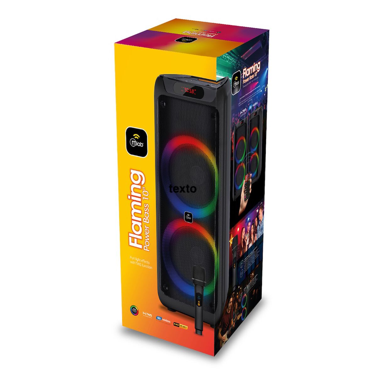 Parlante Port&aacute;til Bluetooth MLAB 9568 10" x 2 Negro