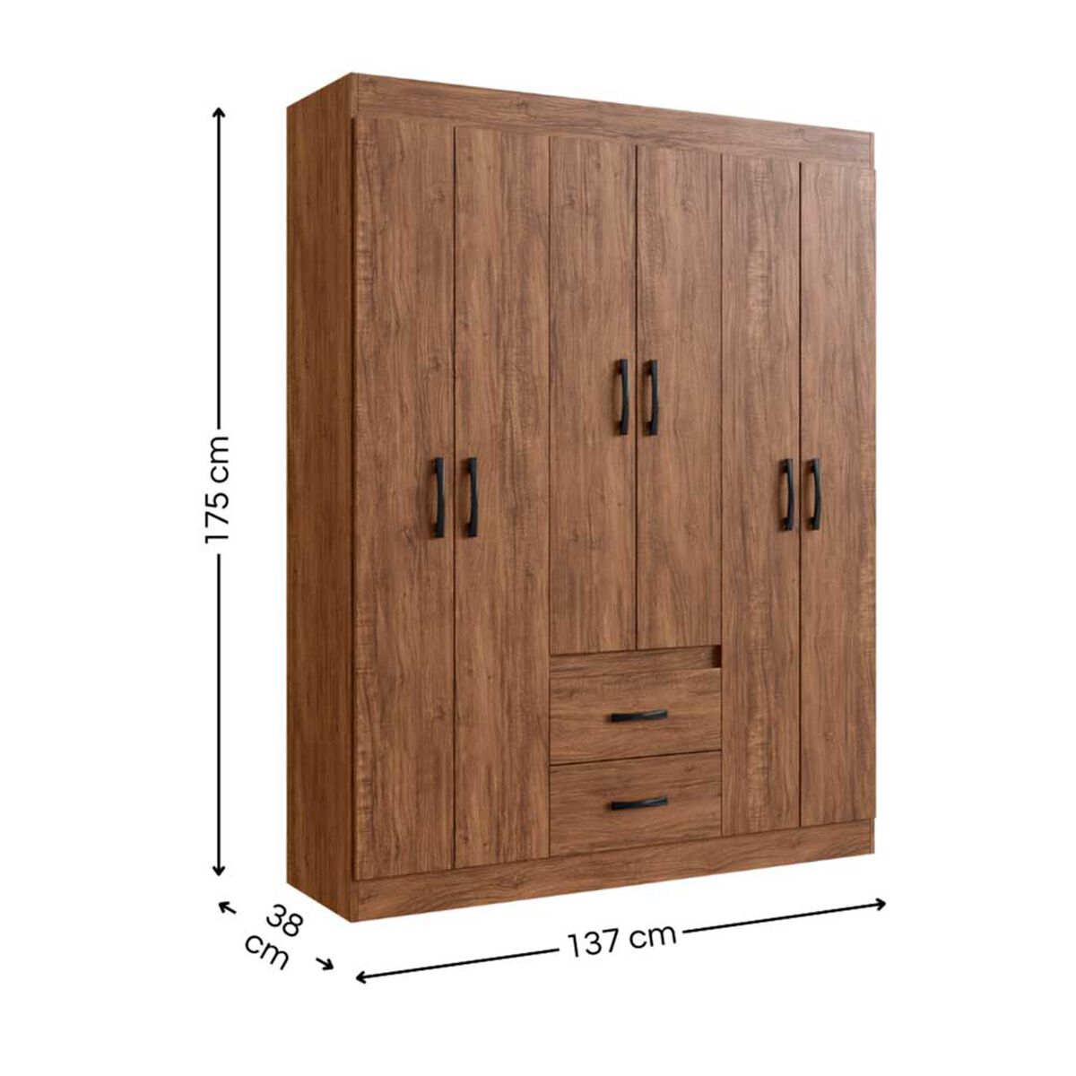 Closet Home Mobili Alicante 6 Puertas 2 Cajones Café