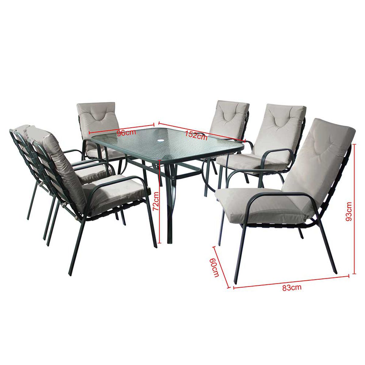Juego de Comedor para Terraza Casanova Murano 6 Sillas Gris