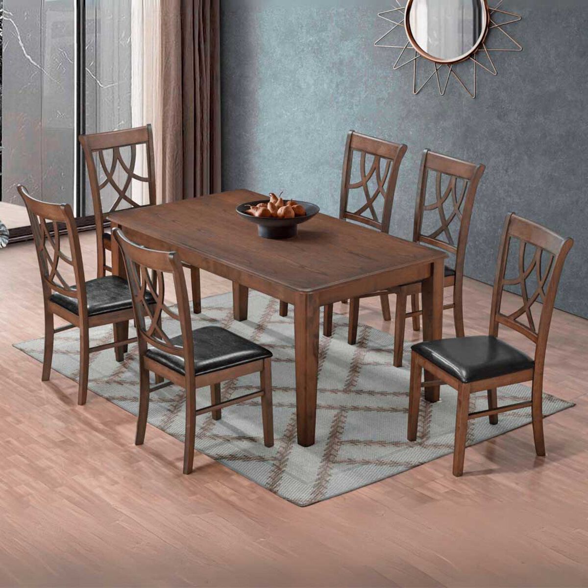 Juego de Comedor Home Mobili 6 Sillas Bruselas Café