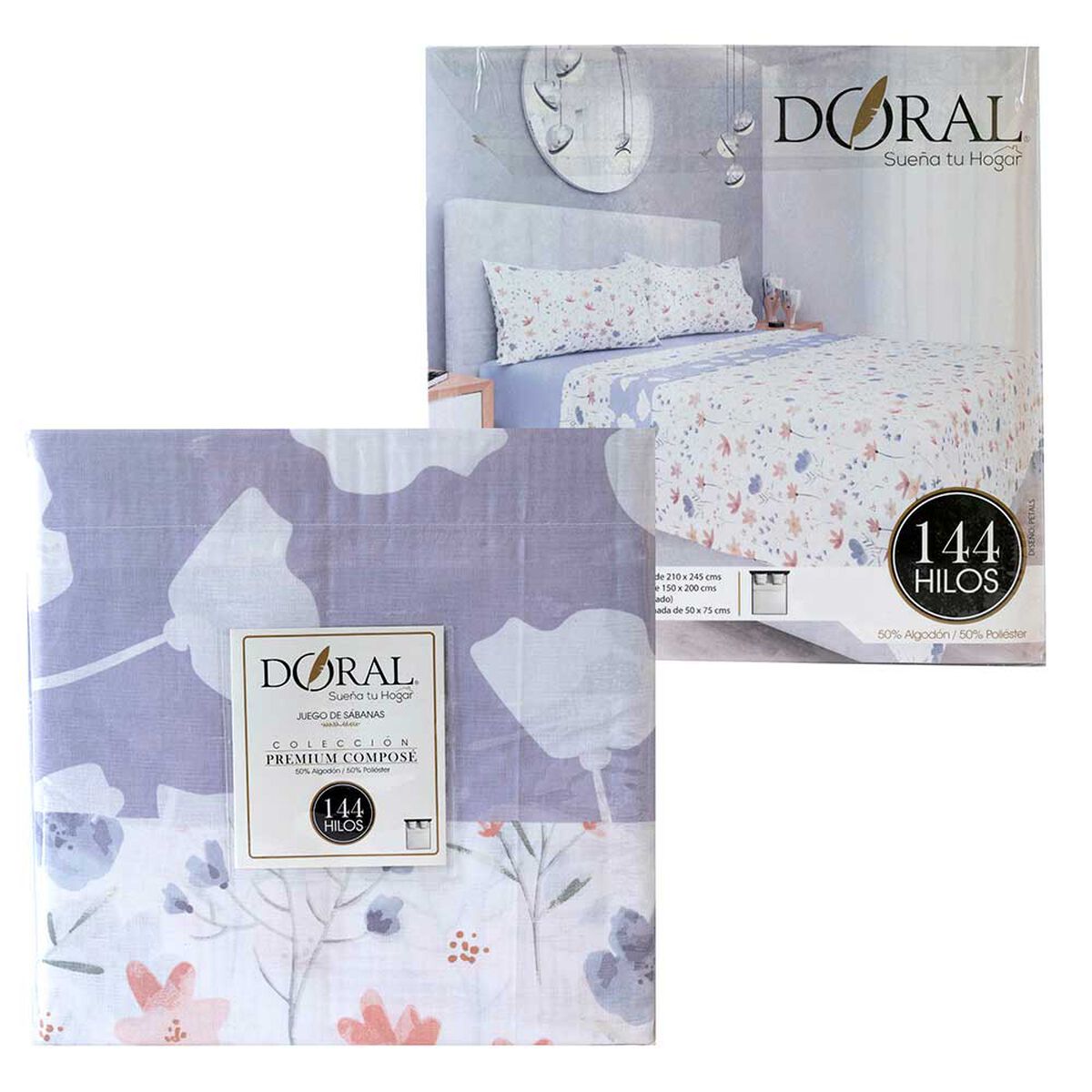 Juego de S&aacute;banas Doral 144 Hilos 2 Plazas Premium Tile